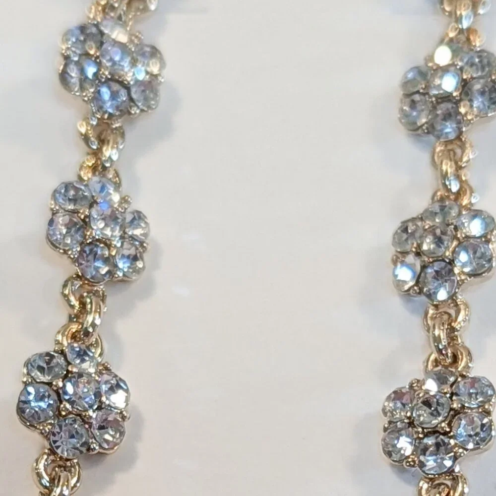 J.Crew Factory Linear Crystal Flower Statement Earrings